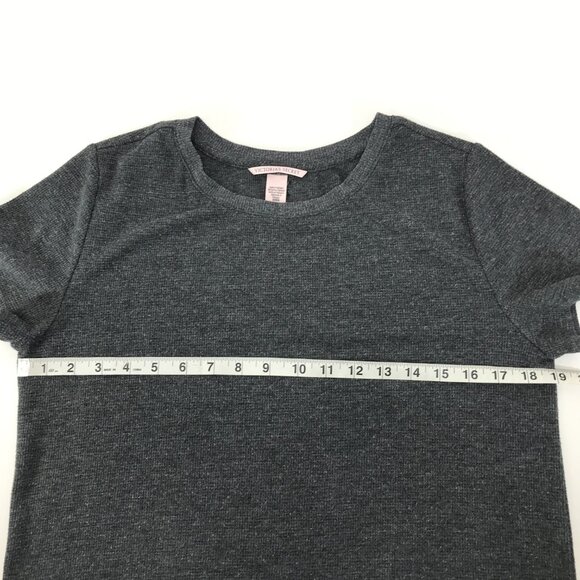 Victoria's Secret Waffle Knit Crew Neck Tee Women's Small Gray Thermal Stretch - Picture 8 of 12
